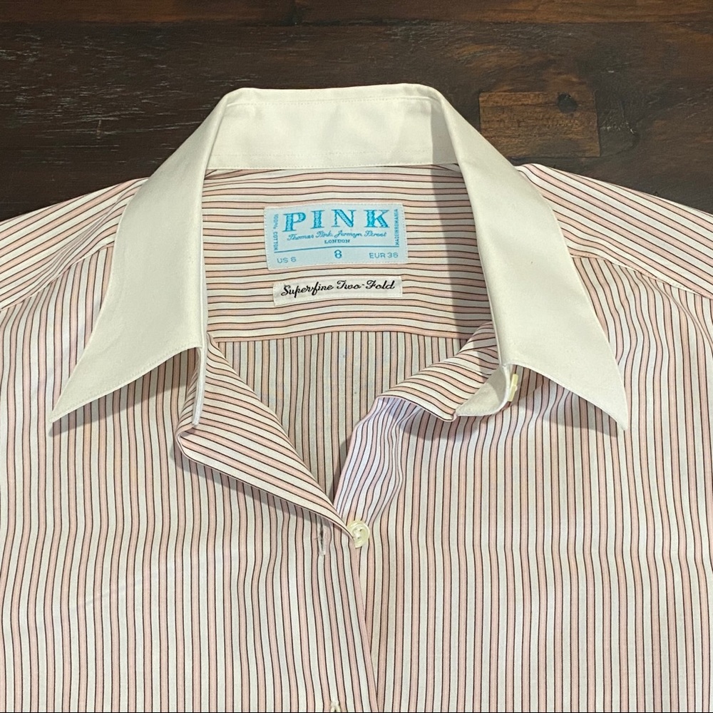 Thomas Pink PINK white & pink stripe dress shirt 6